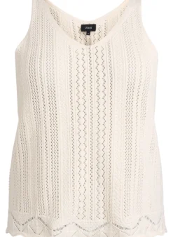 Stricktop mit Lochstickerei und V-Ausschnitt