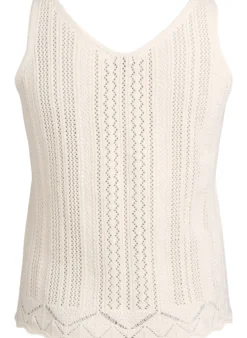 Stricktop mit Lochstickerei und V-Ausschnitt