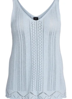 Stricktop mit Lochstickerei und V-Ausschnitt