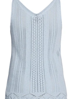 Stricktop mit Lochstickerei und V-Ausschnitt