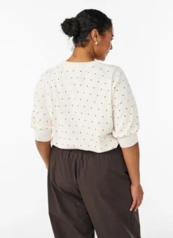 Stricktop mit Polka-Dot-Muster und kurzen Ärmeln
