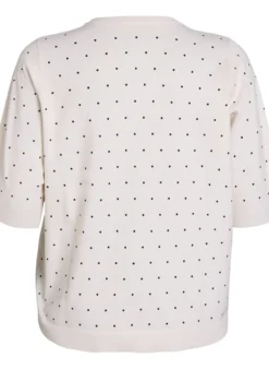 Stricktop mit Polka-Dot-Muster und kurzen Ärmeln