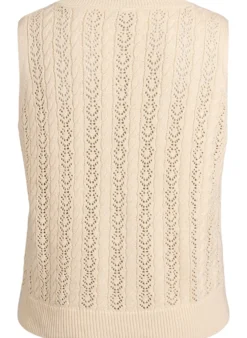 Strickweste mit Lochstickerei und Bindeband