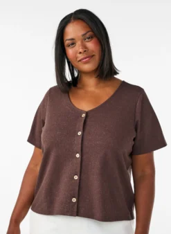 Strukturierte Bluse aus Baumwolle mit Knopfleiste