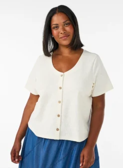 Strukturierte Bluse aus Baumwolle mit Knopfleiste