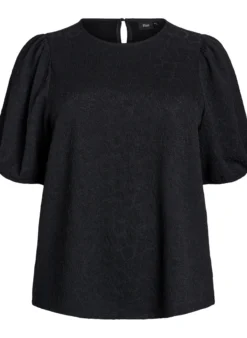 Strukturierte Bluse mit kurzen Ärmeln
