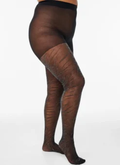 Strumpfhose mit Glitzer-Zebramuster und 30 Denier