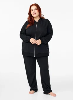 Sweat-Cardigan mit Kapuze und Taschen