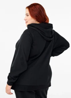 Sweat-Cardigan mit Kapuze und Taschen