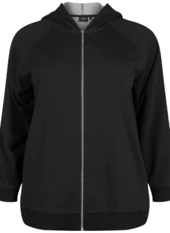 Sweat-Cardigan mit Kapuze und Taschen
