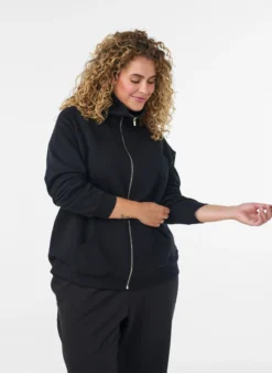 Sweatjacke mit hohem Kragen und Reißverschluss