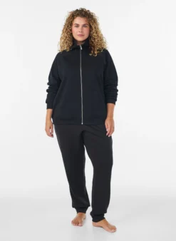 Sweatjacke mit hohem Kragen und Reißverschluss