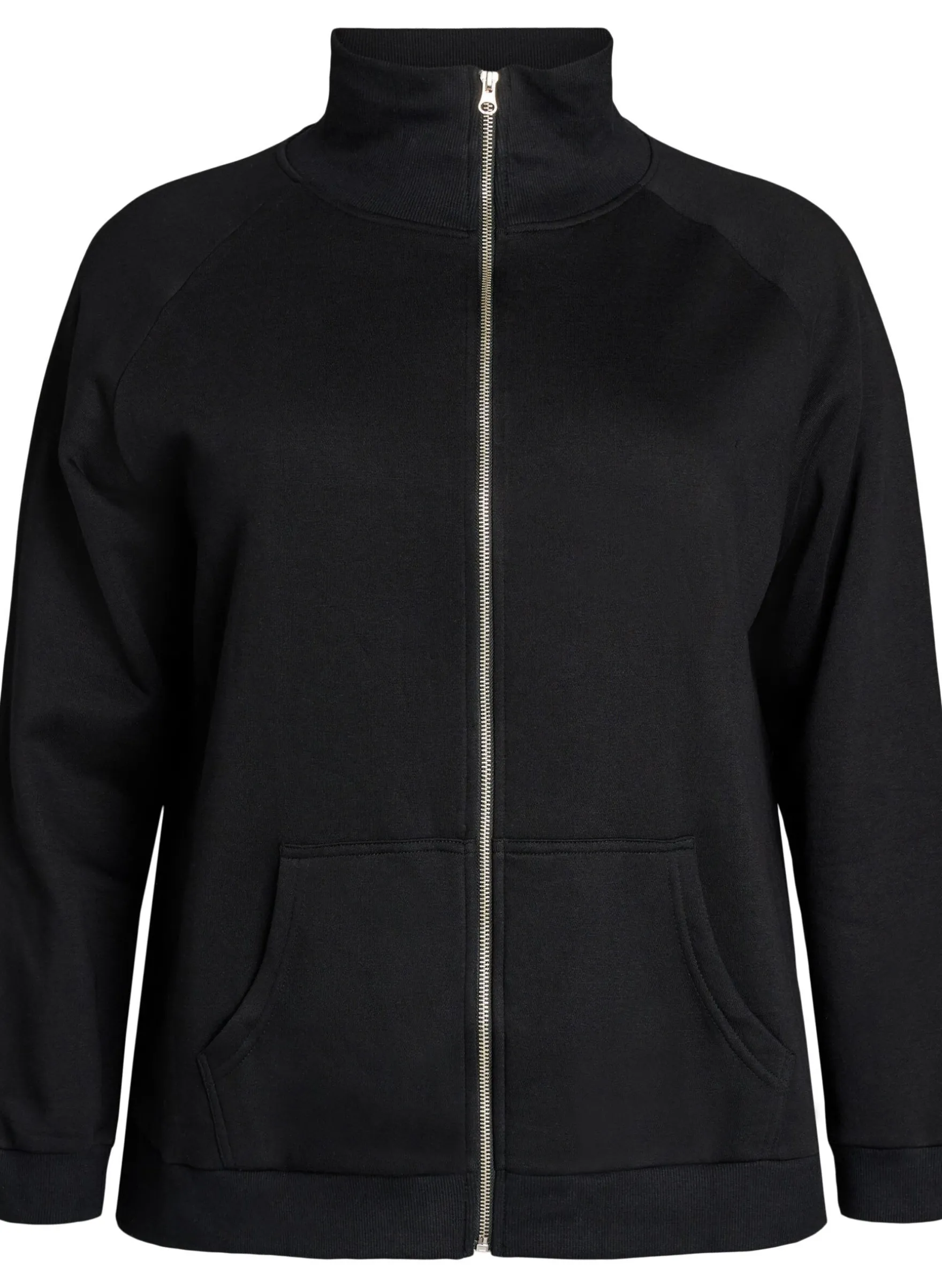 Sweatjacke mit hohem Kragen und Reißverschluss