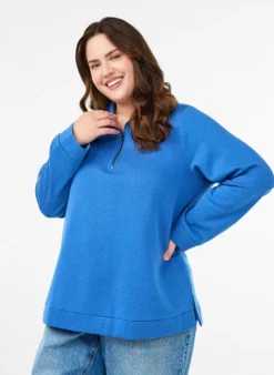 Sweatshirt mit hohem Kragen und Reißverschluss