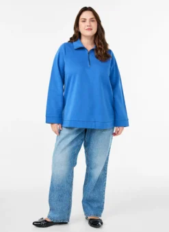 Sweatshirt mit hohem Kragen und Reißverschluss