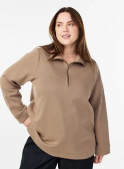 Sweatshirt mit hohem Kragen und Reißverschluss