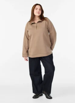 Sweatshirt mit hohem Kragen und Reißverschluss