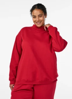 Sweatshirt mit hohem Kragen und langen Ärmeln