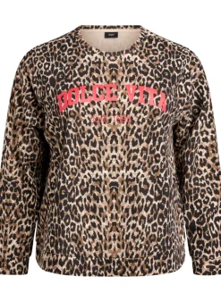 Sweatshirt mit Leopardenmuster und Statement-Print