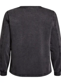 Sweatshirt mit Strasssteinen und Washed-Optik