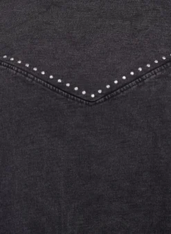 Sweatshirt mit Strasssteinen und Washed-Optik