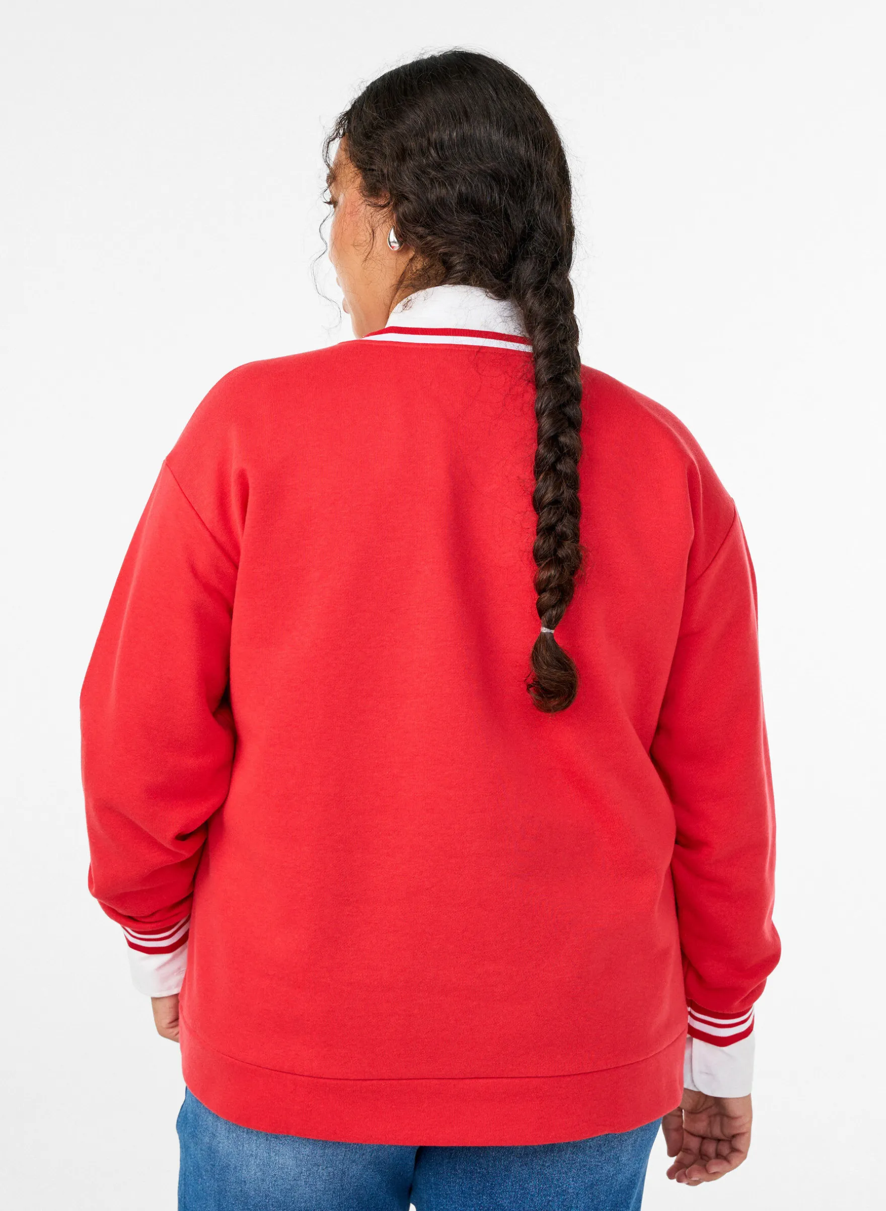 Sweatshirt mit V-Ausschnitt und Textprint