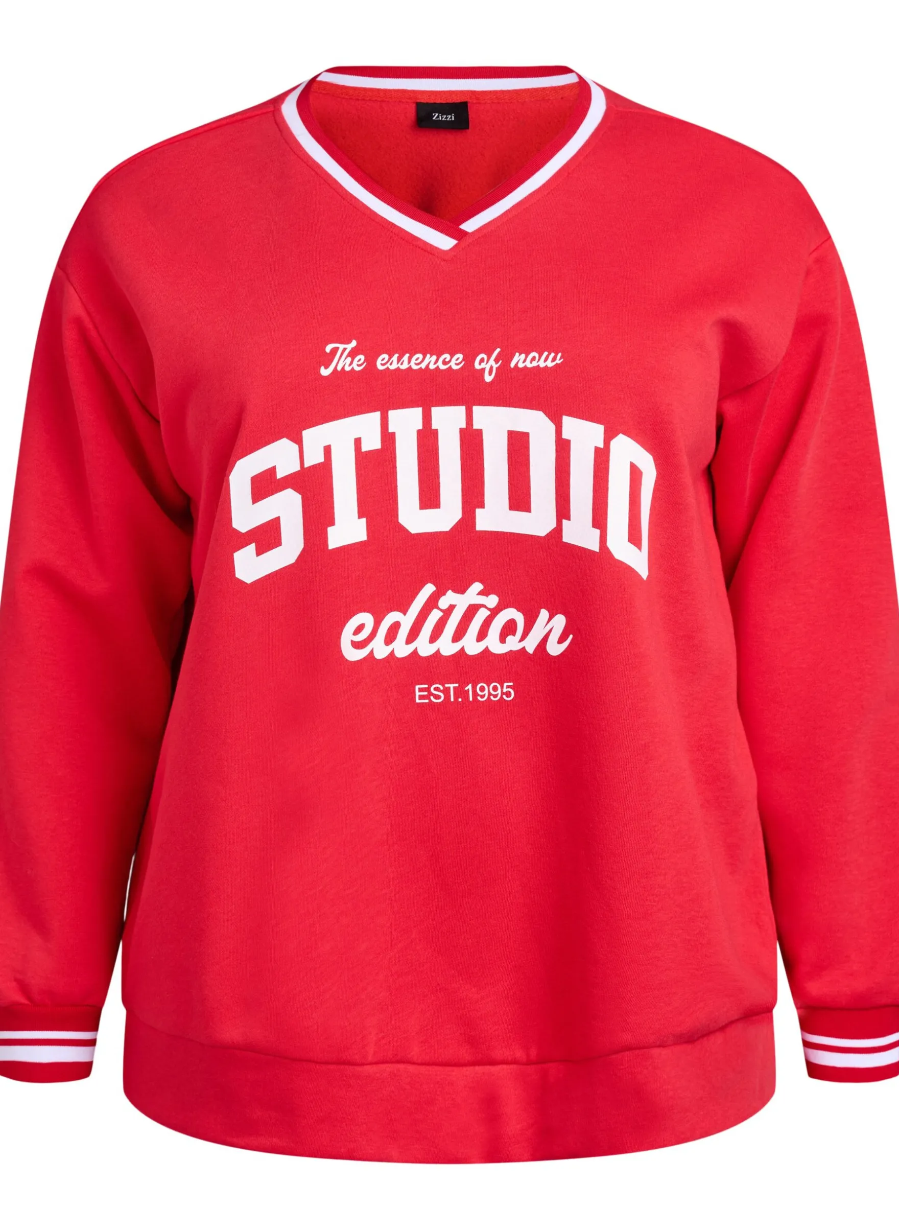 Sweatshirt mit V-Ausschnitt und Textprint