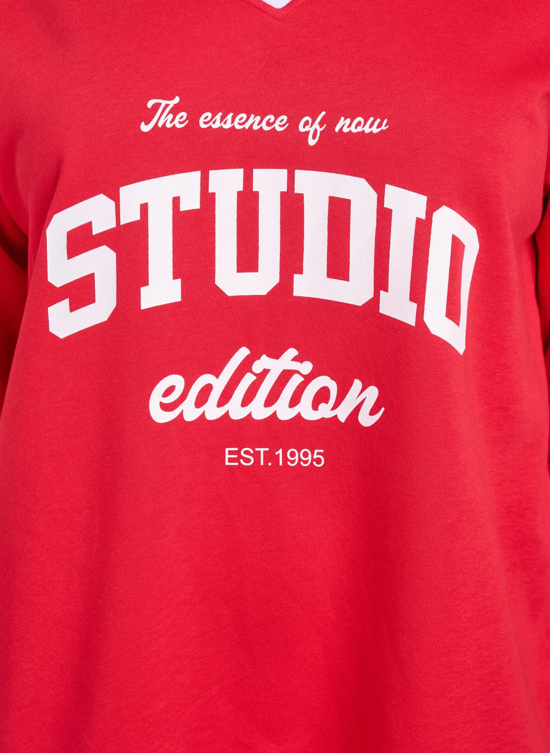 Sweatshirt mit V-Ausschnitt und Textprint