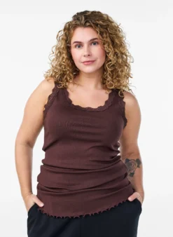 Tanktop mit Spitzen und Lochstickerei