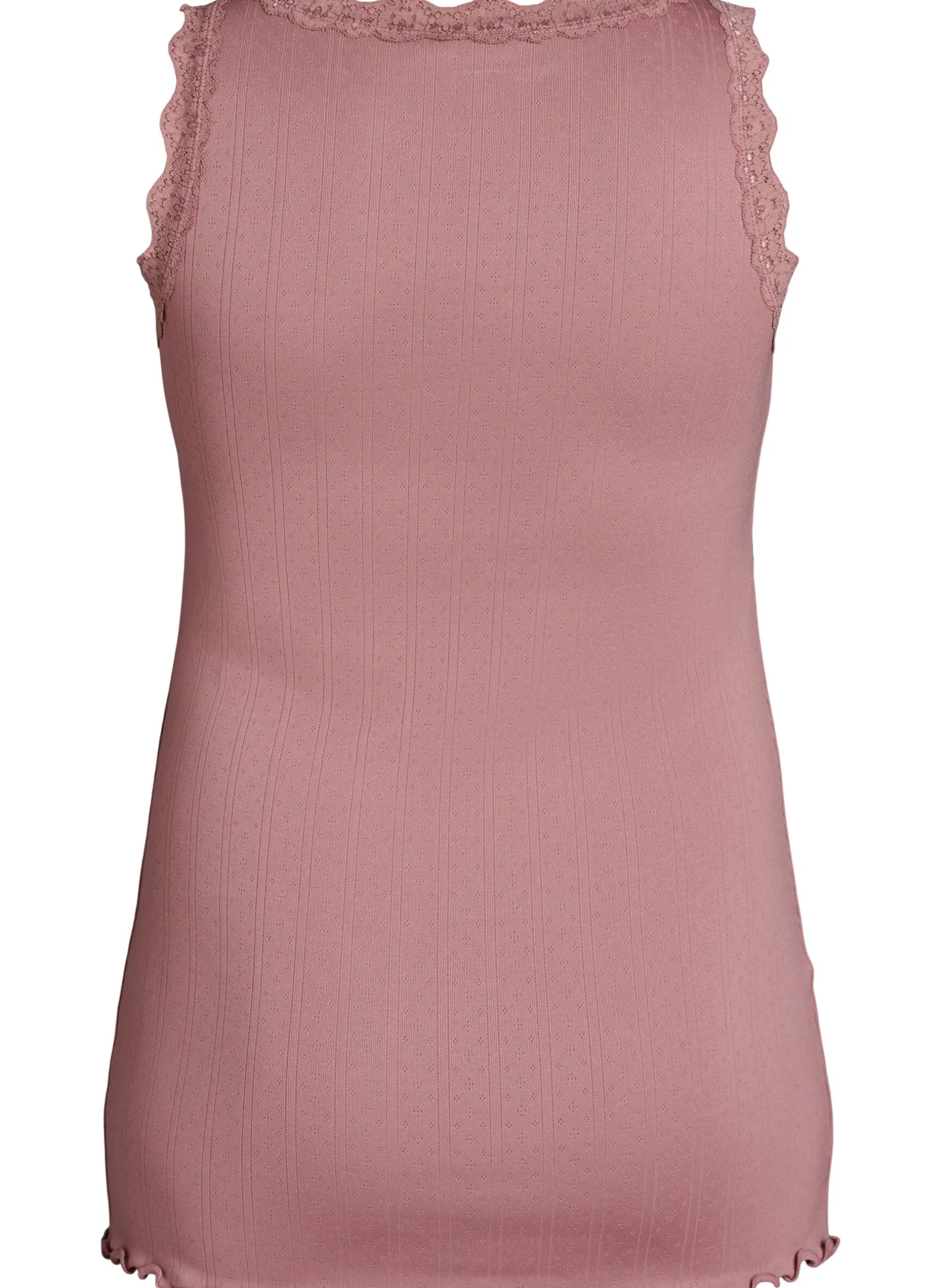 Tanktop mit Spitzen und Lochstickerei