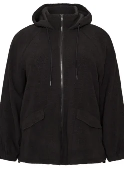 Teddyjacke mit Kapuze und Reißverschluss
