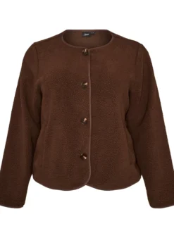 Teddyjacke mit Rundhalsausschnitt und Knöpfen