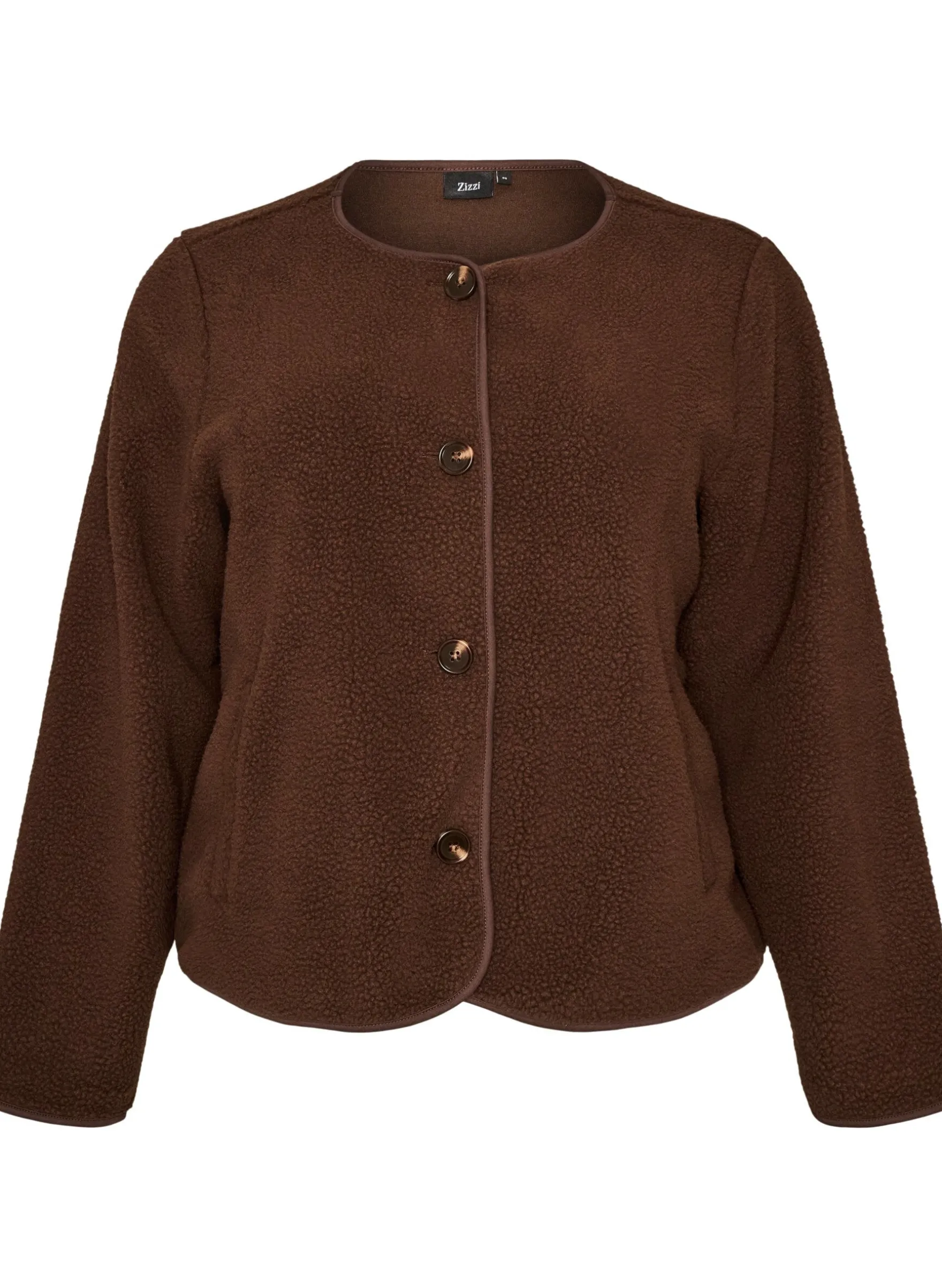 Teddyjacke mit Rundhalsausschnitt und Knöpfen