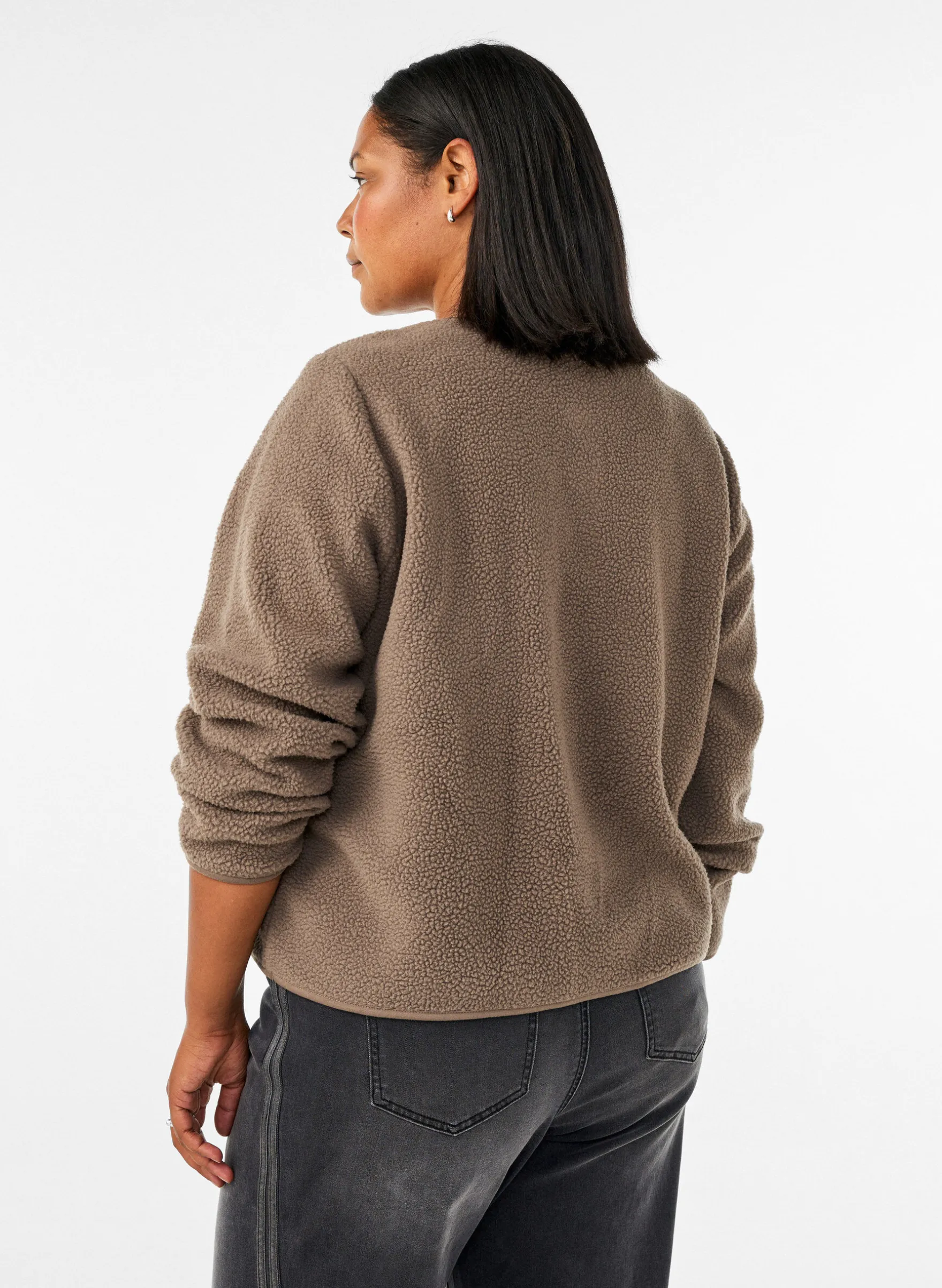 Teddyjacke mit Rundhalsausschnitt und Knöpfen