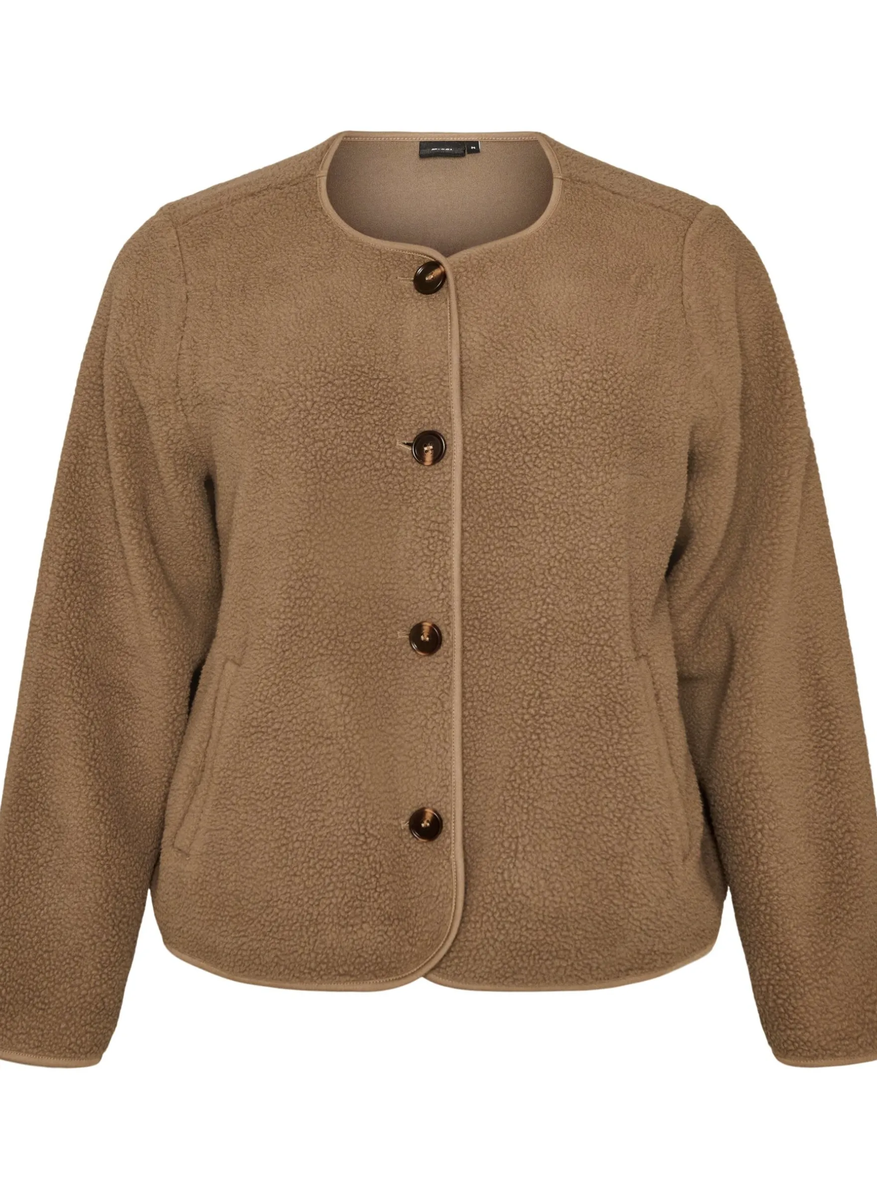 Teddyjacke mit Rundhalsausschnitt und Knöpfen