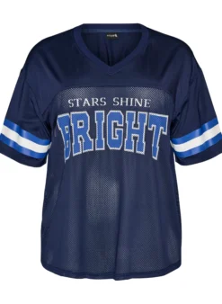 Trainingsshirt mit V-Ausschnitt und Frontprint