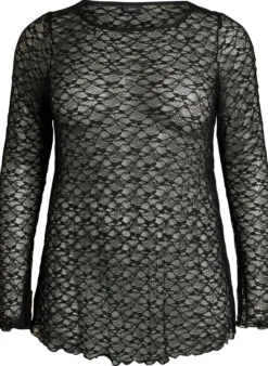 Transparente Bluse aus Spitze mit langen Ärmeln