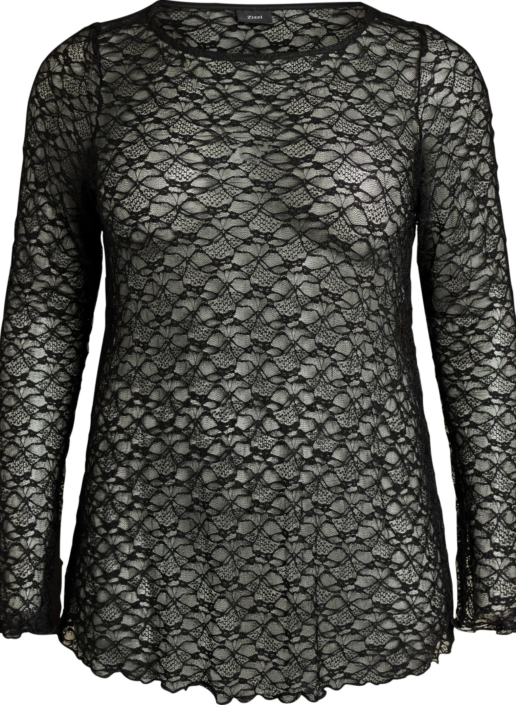 Transparente Bluse aus Spitze mit langen Ärmeln