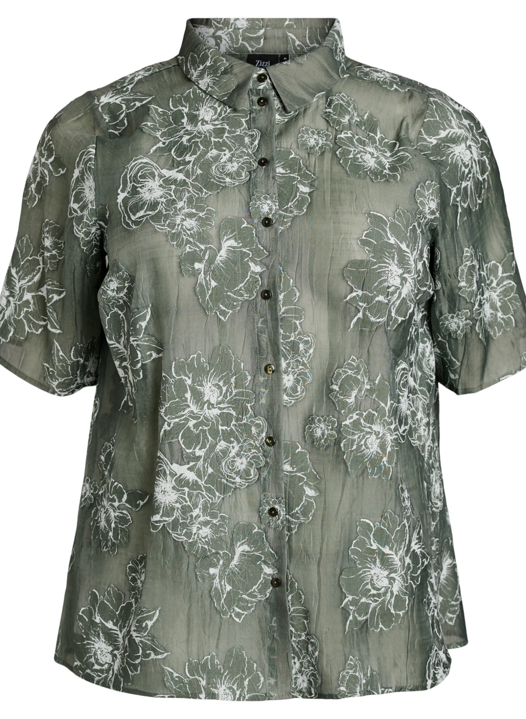 Transparente Hemdbluse mit Blumenprint