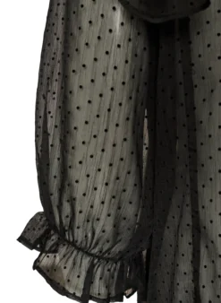Transparente Hemdbluse mit Punkten und Rüschendetails