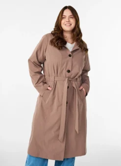 Trenchcoat mit Kapuze und Bindegürtel