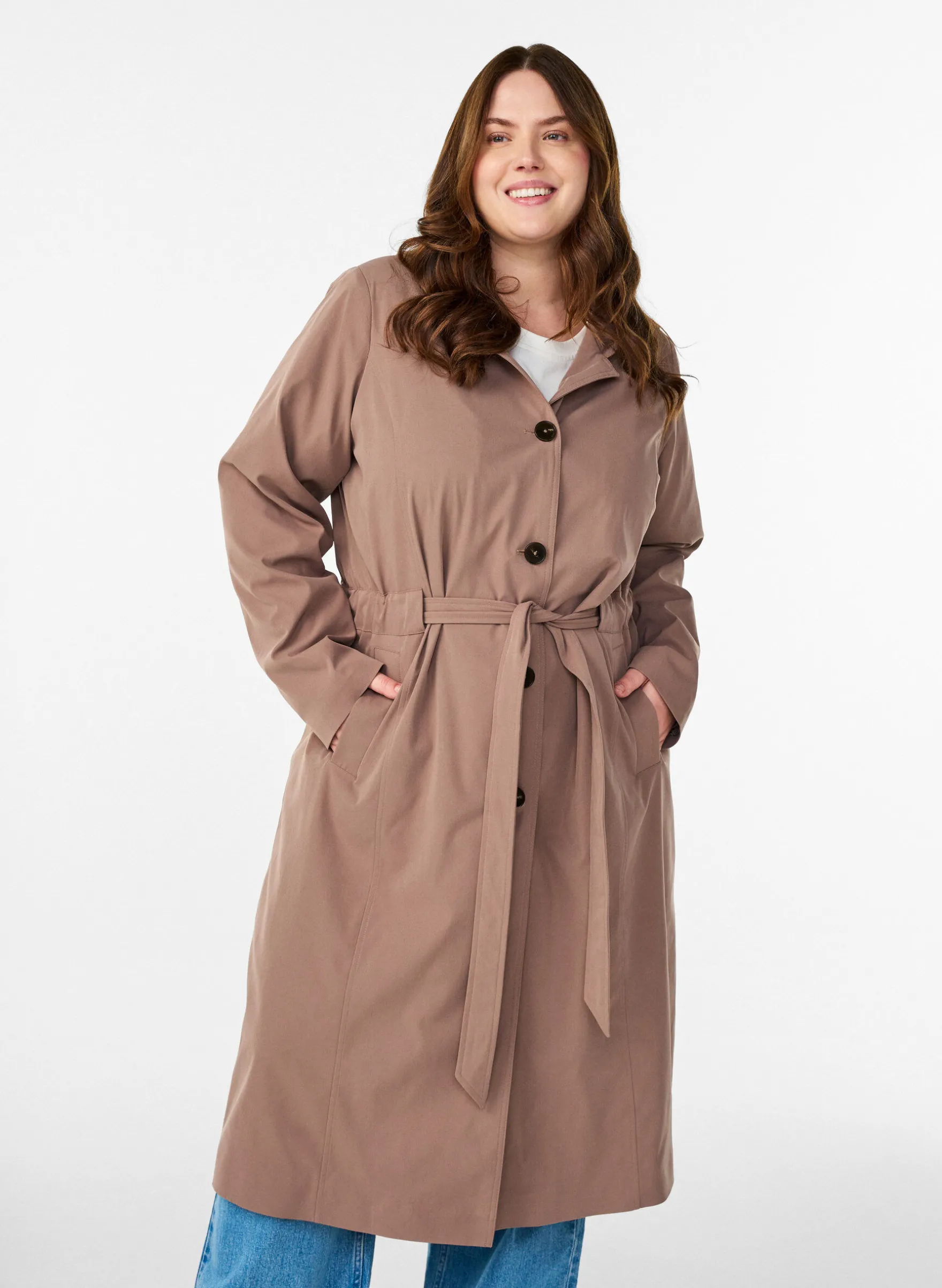 Trenchcoat mit Kapuze und Bindegürtel