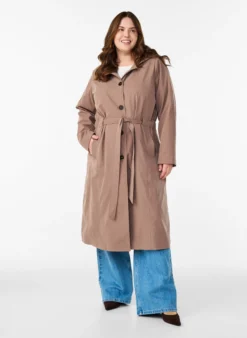 Trenchcoat mit Kapuze und Bindegürtel