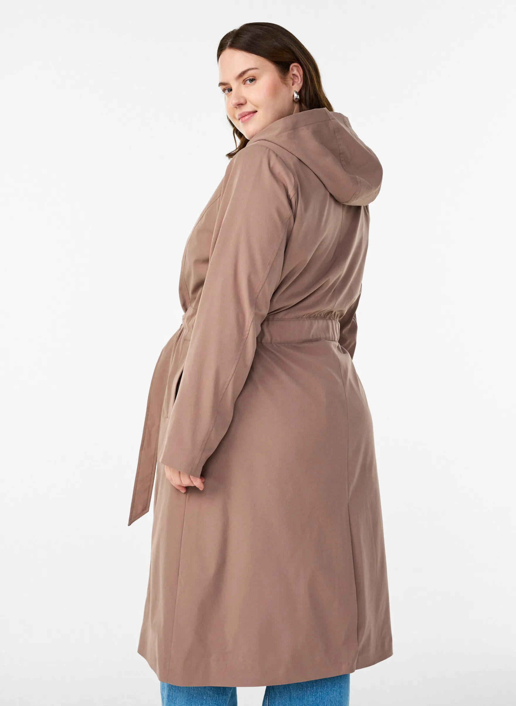 Trenchcoat mit Kapuze und Bindegürtel