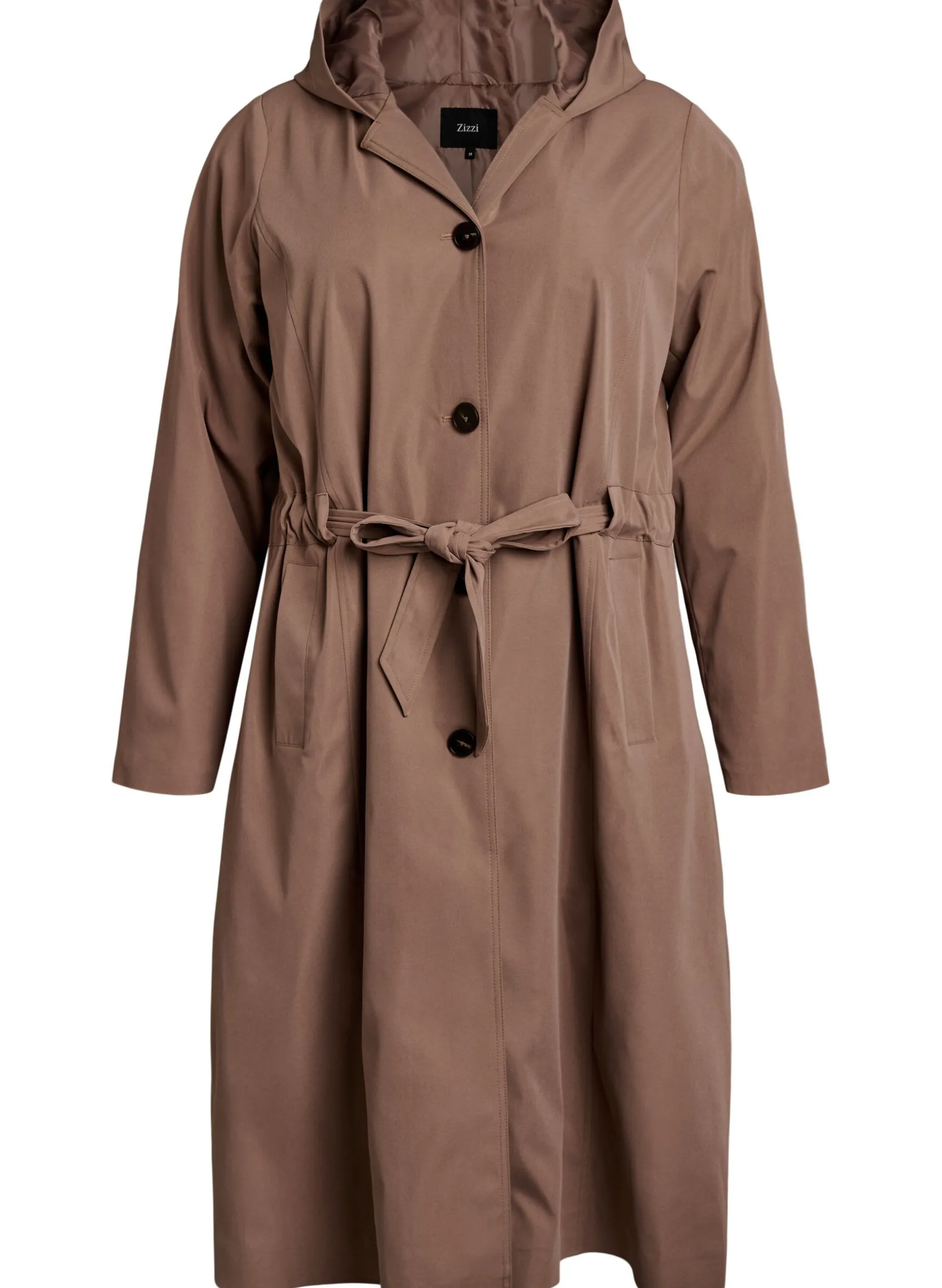 Trenchcoat mit Kapuze und Bindegürtel