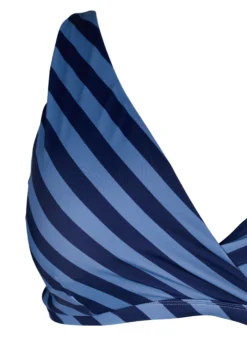 Triangel-Bikinioberteil mit Streifen und Wickeldetail