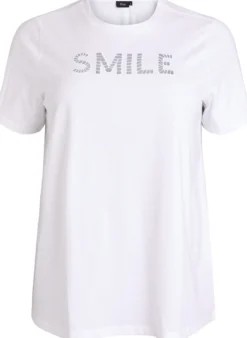 T-Shirt aus Baumwolle mit aufgesticktem Text