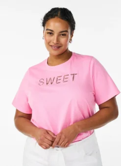T-shirt aus Baumwolle mit aufgesticktem Text