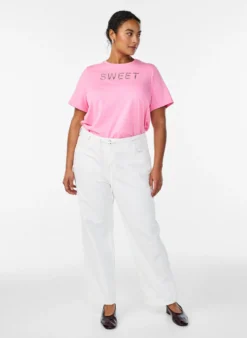 T-shirt aus Baumwolle mit aufgesticktem Text