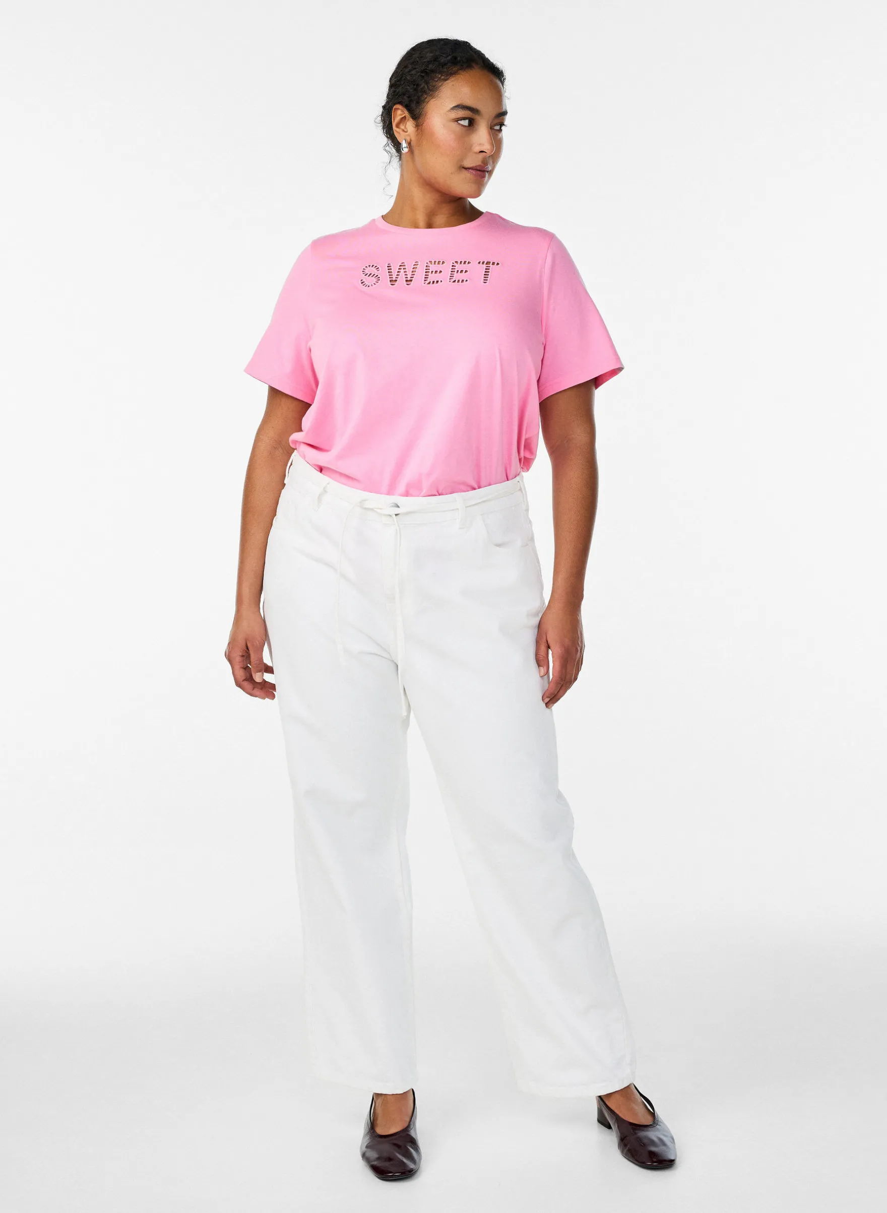 T-shirt aus Baumwolle mit aufgesticktem Text